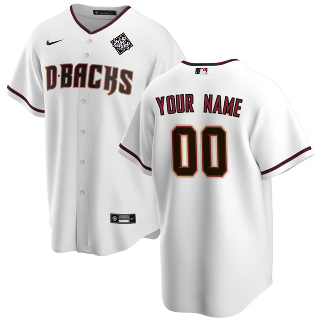 Men's Arizona Diamondbacks Customized White 2023 World Series Home Cool Base Stitched Baseball Jersey